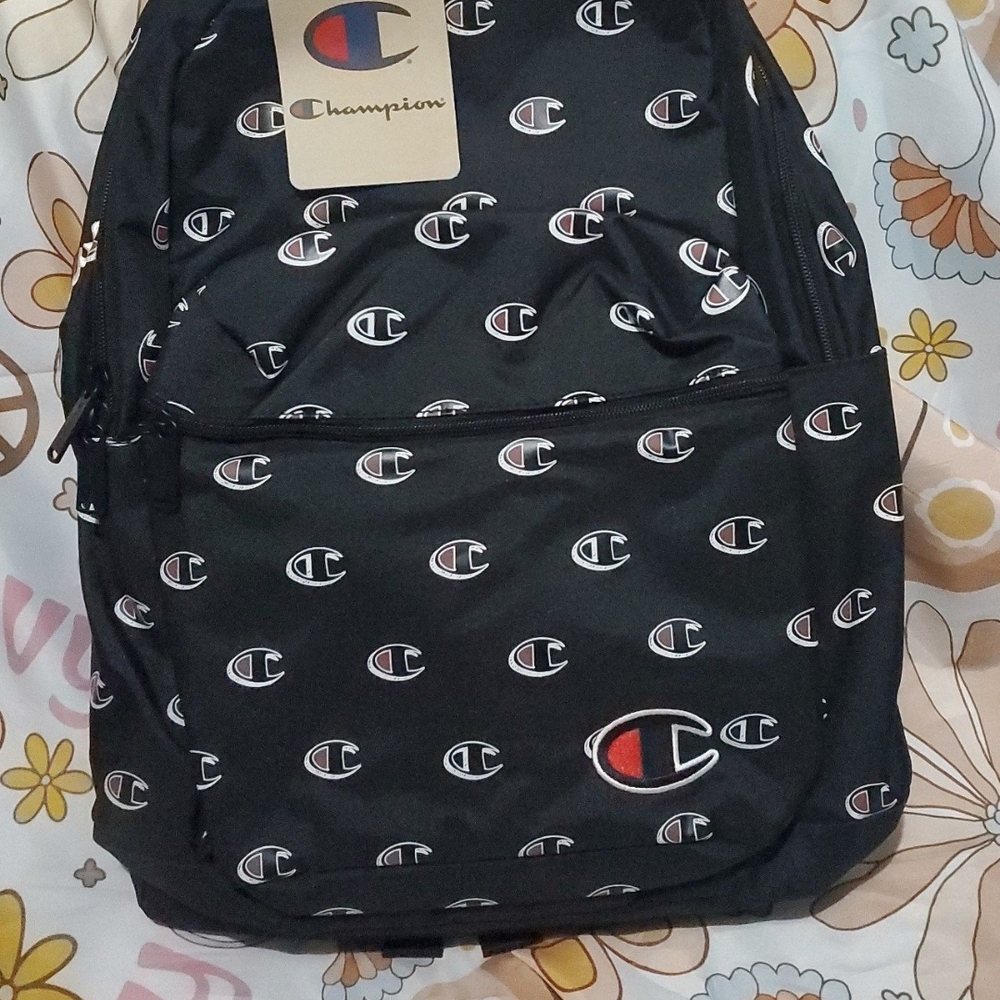 Champion Black and Red Backpack Iconic Logo Design